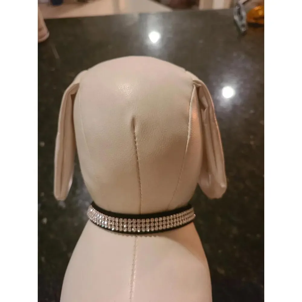 Susan Lanci 3 Row Giltmore Swarovski Dog Collar -  Black - SMALL